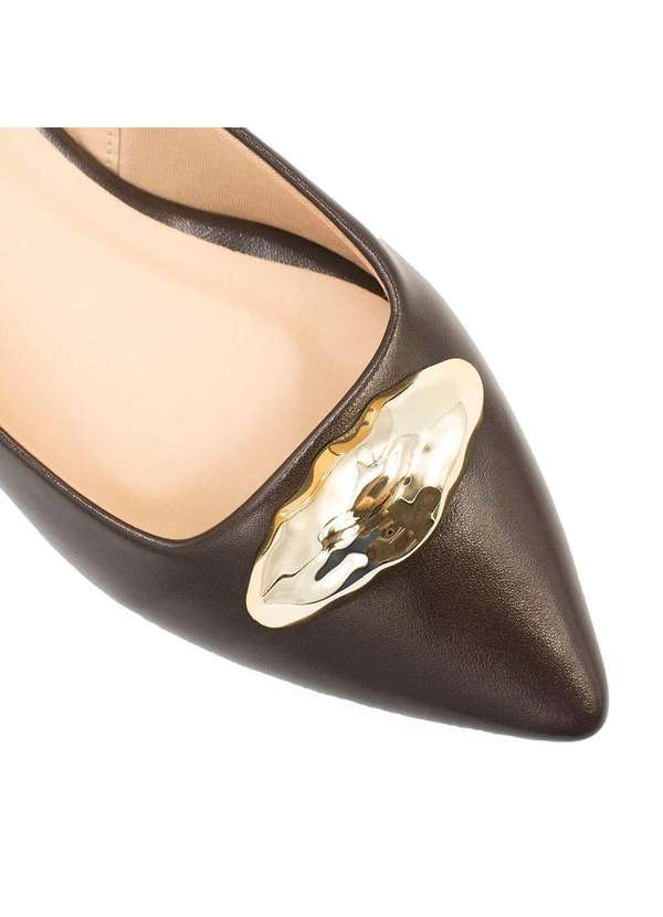 Zatta Calcados - Sapatilha Zatta Slingback Bico Fino Detalhe Olivia Marrom 5