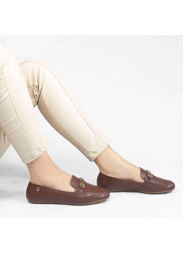 Zatta Calcados - Mocassim Flat Bico Quadrado Rita Marrom