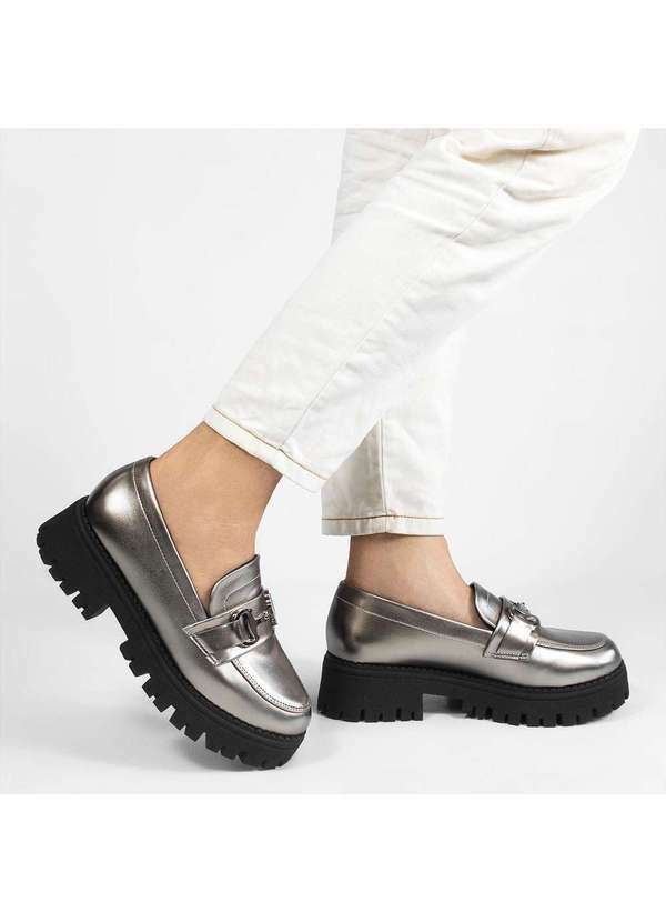 Zatta Calcados - Mocassim Tratorado Sola Alta Amelia Cinza