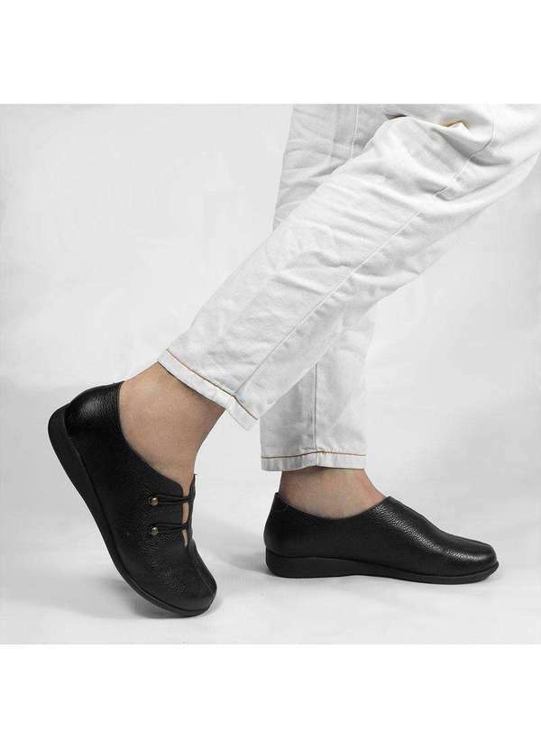 Zatta Calcados - Sapato Couro Dois Botoes Dinah Preto