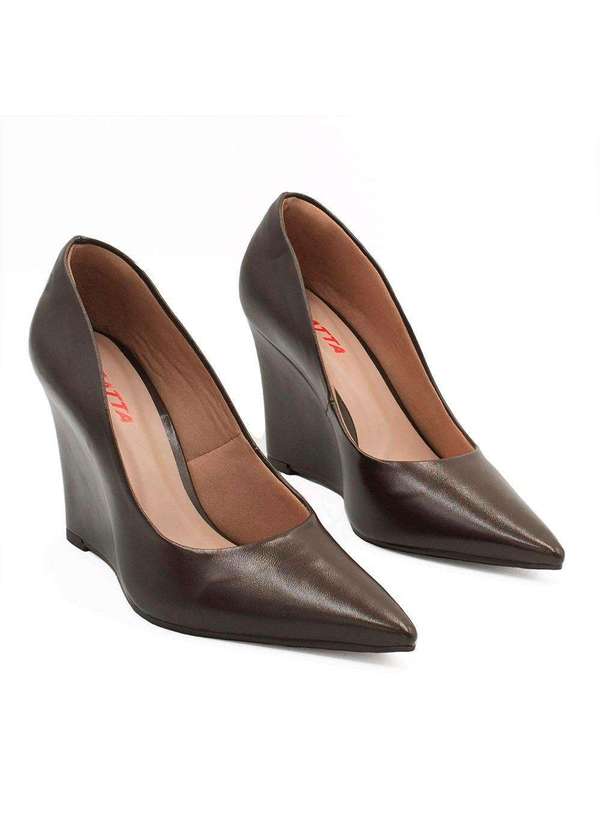 Zatta Calcados - Scarpin Anabela Bico Fino  Antonia Marrom 4