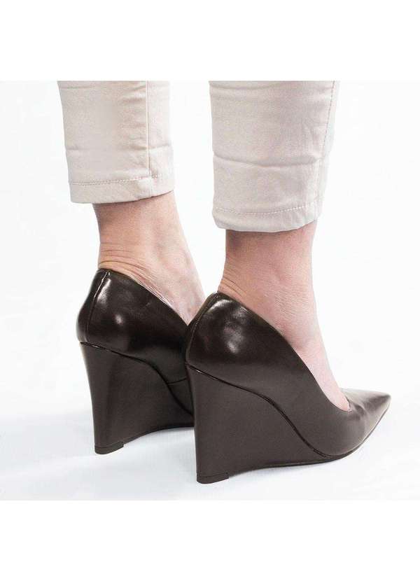 Zatta Calcados - Scarpin Anabela Bico Fino  Antonia Marrom 5