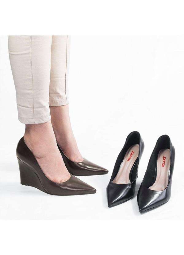 Zatta Calcados - Scarpin Anabela Bico Fino  Antonia Marrom 6