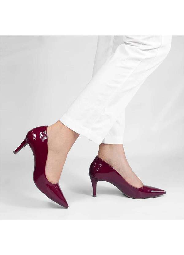 Zatta Calcados Scarpin Bico Fino Salto Medio Lolita Marsala Vermelho