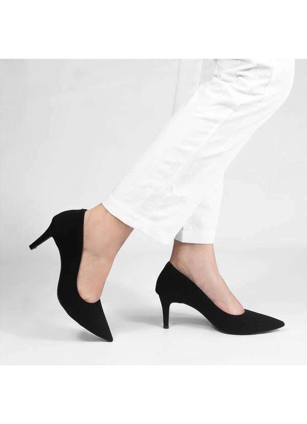 Zatta Calcados - Scarpin Bico Fino Salto Medio Lolita Nobuck Preto