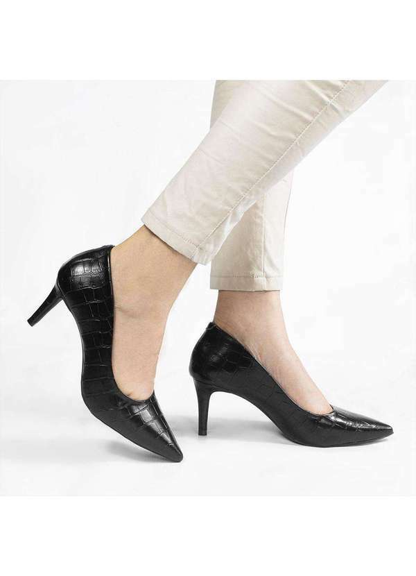 Zatta Calcados - Scarpin Salto Baixo Bico Fino Lolita Preto