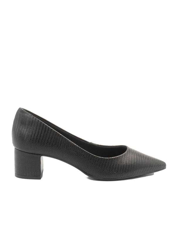 Zatta Calcados - Scarpin Salto Bloco Baixo Leonor Lezard Preto 2