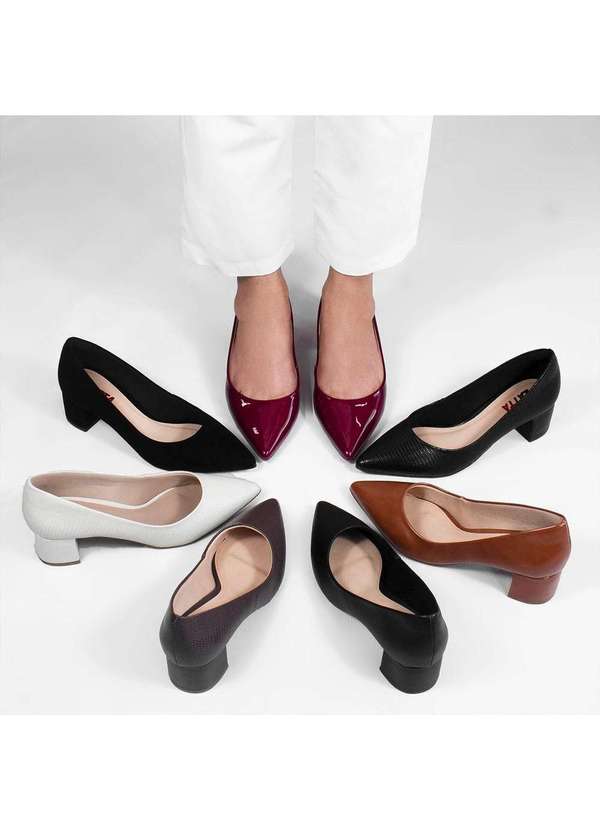 Zatta Calcados - Scarpin Salto Bloco Baixo Leonor Lezard Preto 4