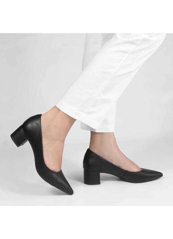 Zatta Calcados - Scarpin Salto Bloco Baixo Leonor Preto