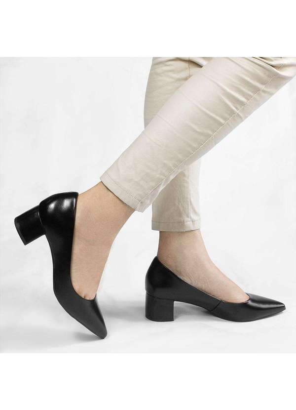 Zatta Calcados - Scarpin Salto Bloco Baixo Leonor Preto 1