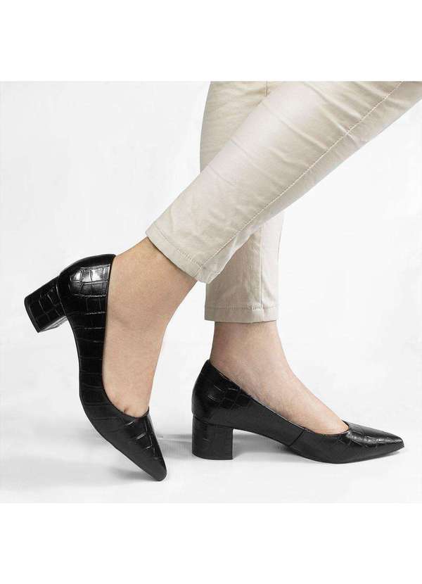 Zatta Calcados - Scarpin Salto Bloco Baixo Leonor Preto
