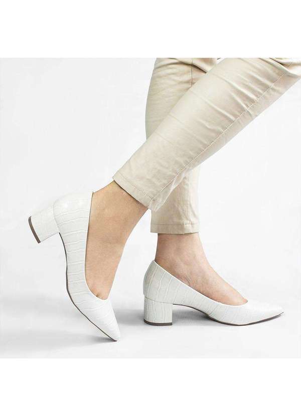 Zatta Calcados - Scarpin Salto Bloco Baixo Leonor Branco