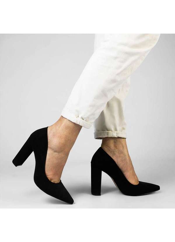 Zatta Calcados - Scarpin Salto Grosso Jaine Preto