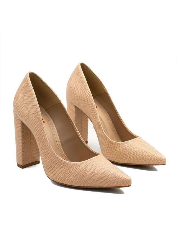 Zatta Calcados - Scarpin Salto Grosso Jaine Bege 3