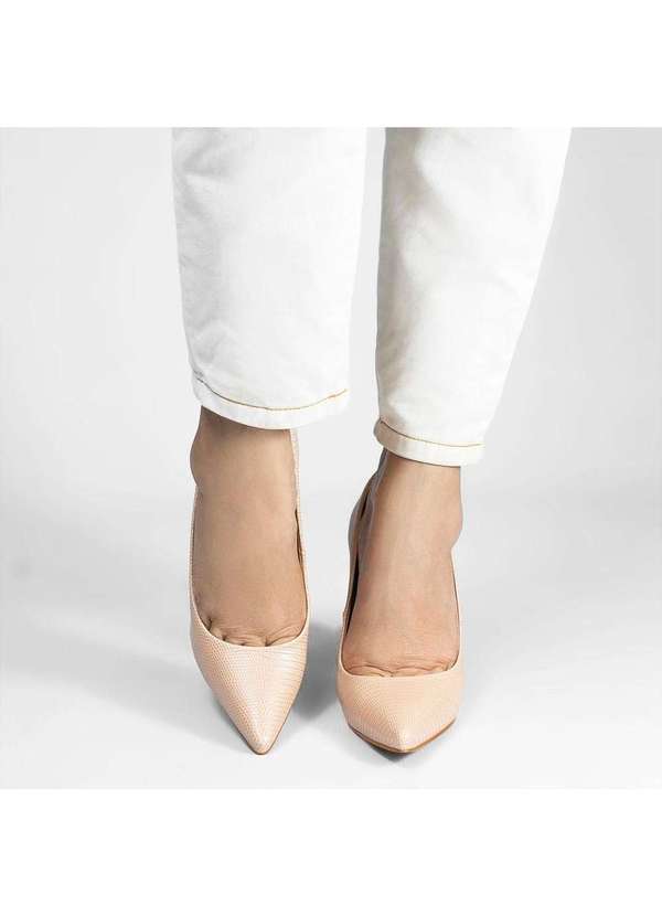 Zatta Calcados - Scarpin Salto Grosso Jaine Bege 4
