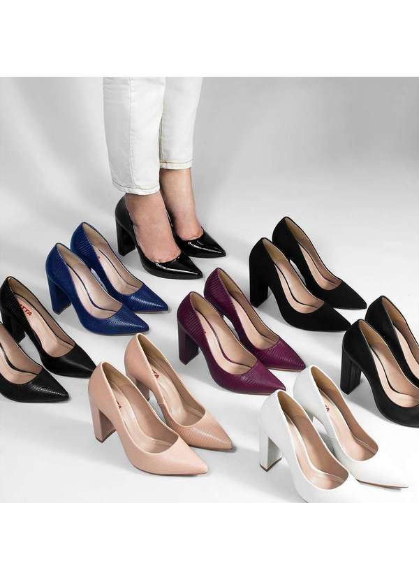 Zatta Calcados - Scarpin Salto Grosso Jaine Bege 5