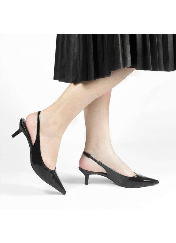 Zatta Calcados - Scarpin Slingback Liso  Salto Baixo Julia Preto