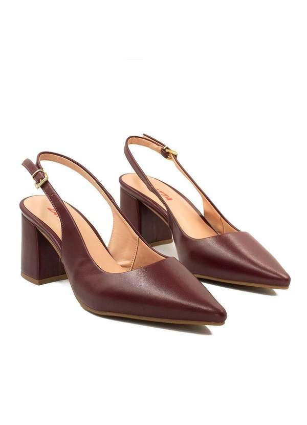 Zatta Calcados - Scarpin Slingback Salto Bloco Aline Marsala Vermelho 3