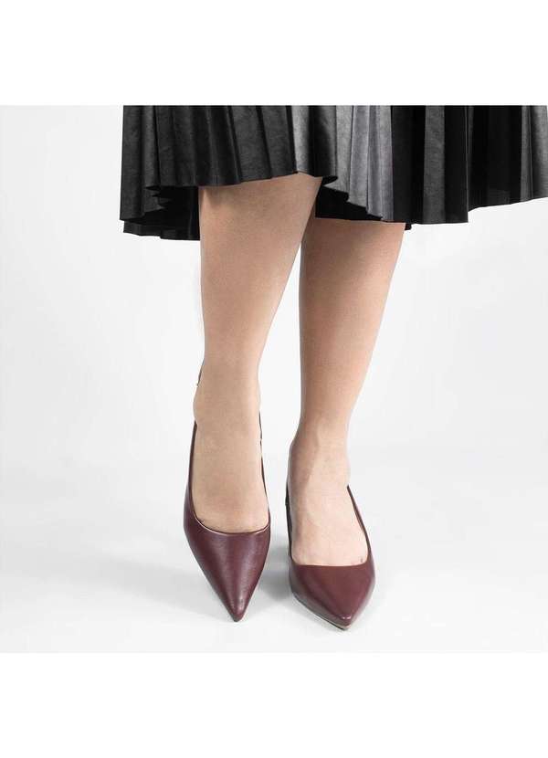 Zatta Calcados - Scarpin Slingback Salto Bloco Aline Marsala Vermelho 4