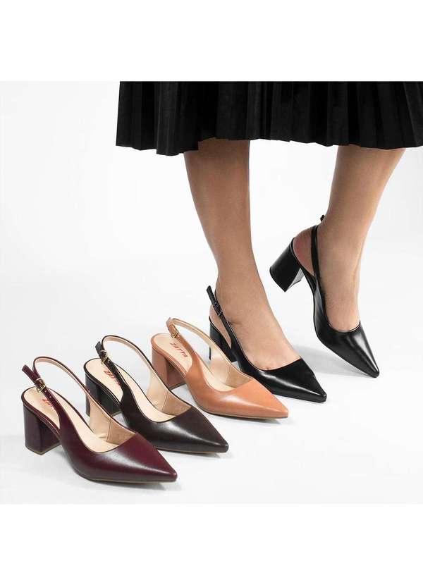 Zatta Calcados - Scarpin Slingback Salto Bloco Aline Marsala Vermelho 6
