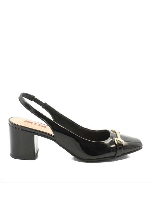 Zatta Calcados - Scarpin Slingback Salto Bloco Luiza Verniz Preto 2