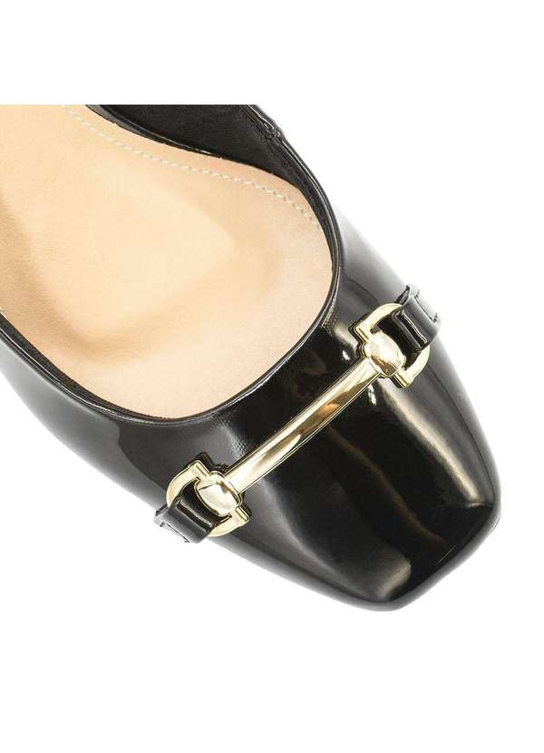 Zatta Calcados - Scarpin Slingback Salto Bloco Luiza Verniz Preto 4