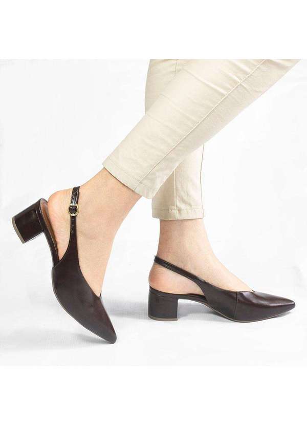 Zatta Calcados - Scarpin Slingback Salto Bloco Veronica Marrom 2