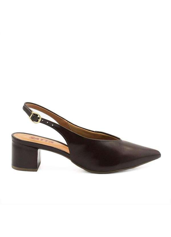 Zatta Calcados - Scarpin Slingback Salto Bloco Veronica Marrom 3