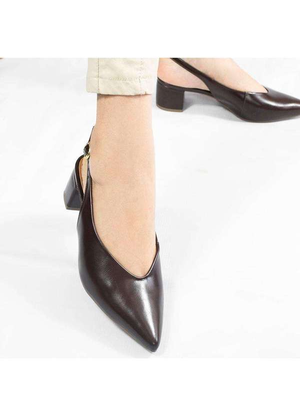Zatta Calcados - Scarpin Slingback Salto Bloco Veronica Marrom 4