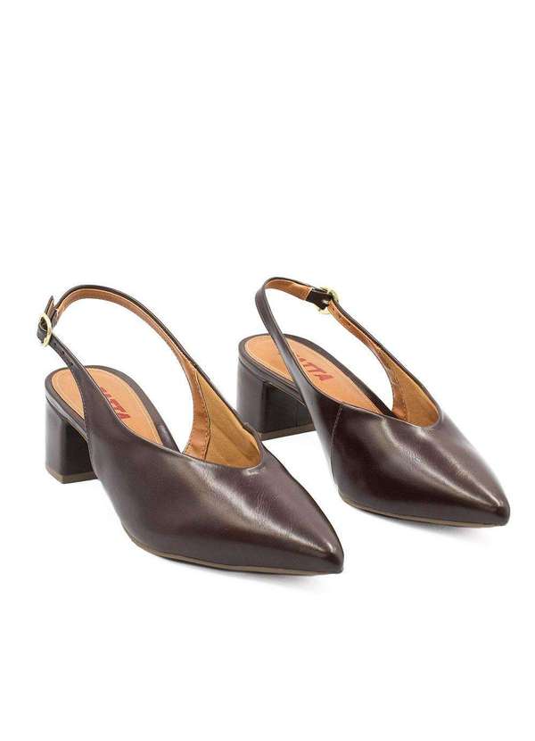 Zatta Calcados - Scarpin Slingback Salto Bloco Veronica Marrom 6