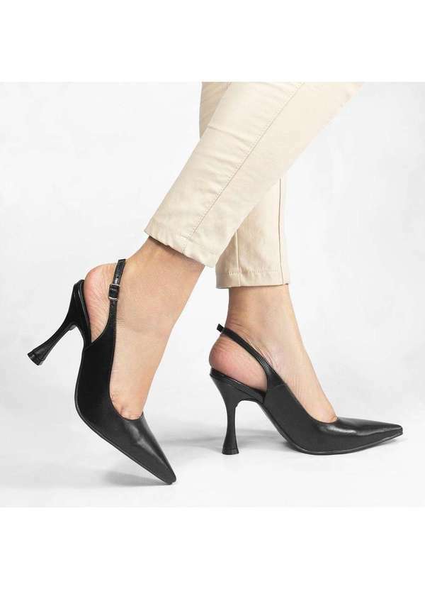 Zatta Calcados - Scarpin Slingback Salto Taca Alto Preto