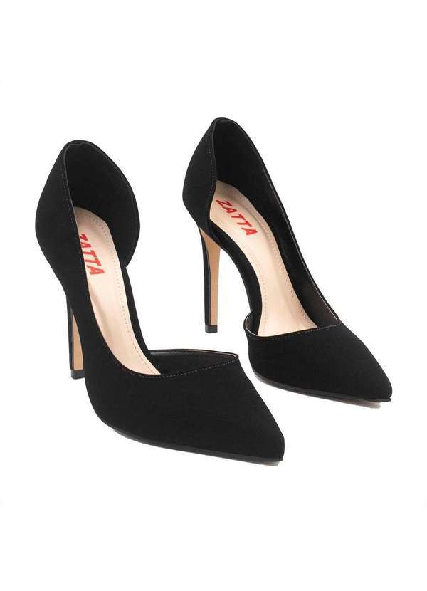 Zatta Calcados - Scarpin Zatta Aberto na Lateral Helena Nobuck Preto 3