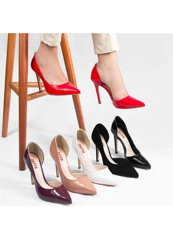 Zatta Calcados - Scarpin Zatta Aberto na Lateral Helena Nobuck Preto 4