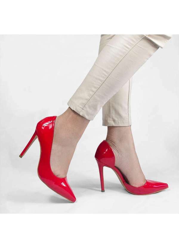 Zatta Calcados - Scarpin Zatta Aberto na Lateral Helena Vermelho