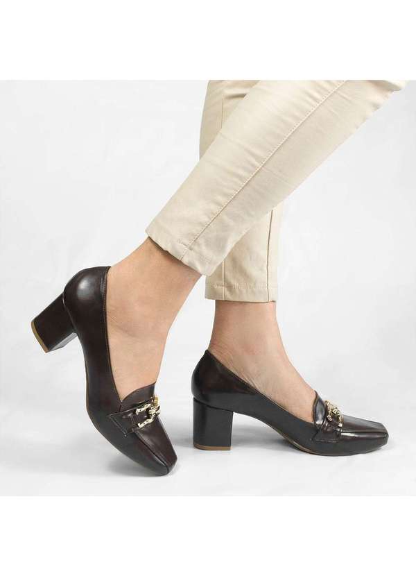 Zatta Calcados - Scarpin Zatta Retro Salto Bloco Tainara Marrom