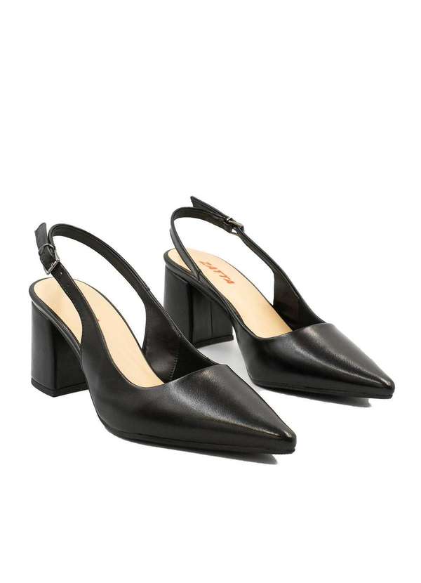 Zatta Calcados - Scarpin Zatta Slingback Salto Bloco Aline Preto Preto 4