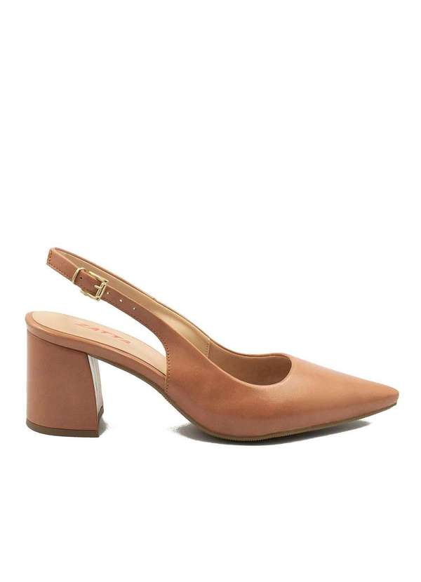 Zatta Calcados - Scarpin Zatta Slingback Salto Bloco Aline Bege 2