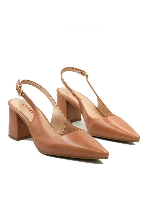 Zatta Calcados - Scarpin Zatta Slingback Salto Bloco Aline Bege 3