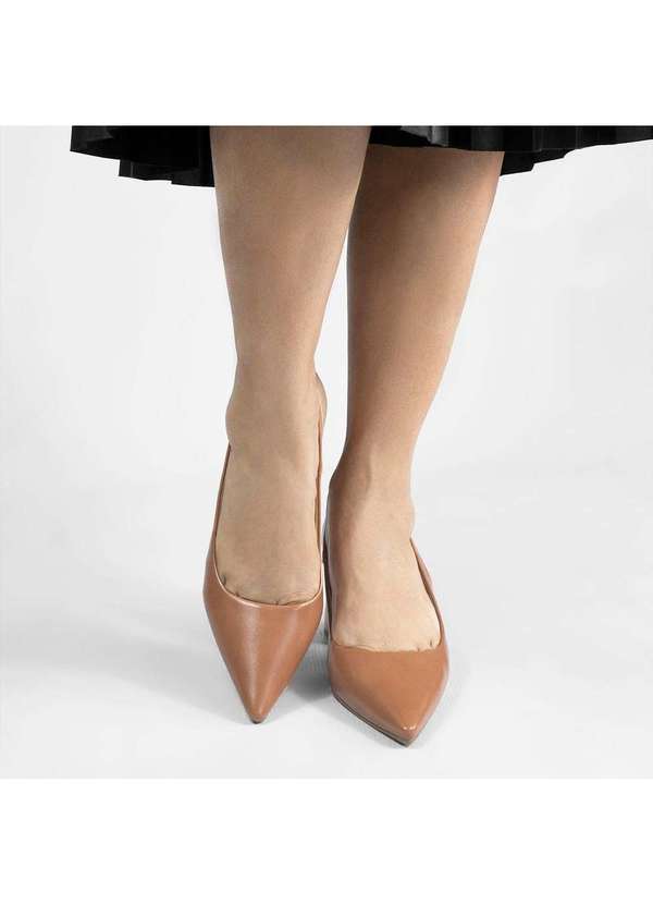Zatta Calcados - Scarpin Zatta Slingback Salto Bloco Aline Bege 4
