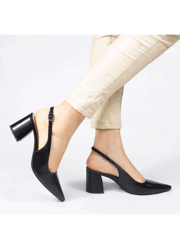 Zatta Calcados - Scarpin Zatta Slingback Salto Bloco Aline Preto 2