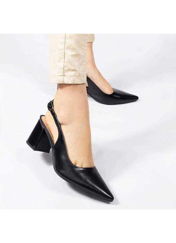 Zatta Calcados - Scarpin Zatta Slingback Salto Bloco Aline Preto 4