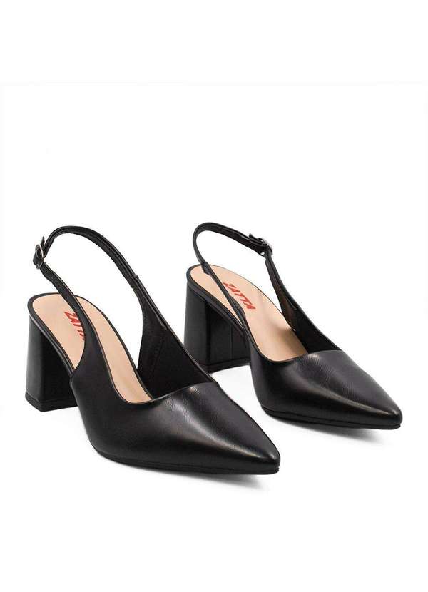 Zatta Calcados - Scarpin Zatta Slingback Salto Bloco Aline Preto 5