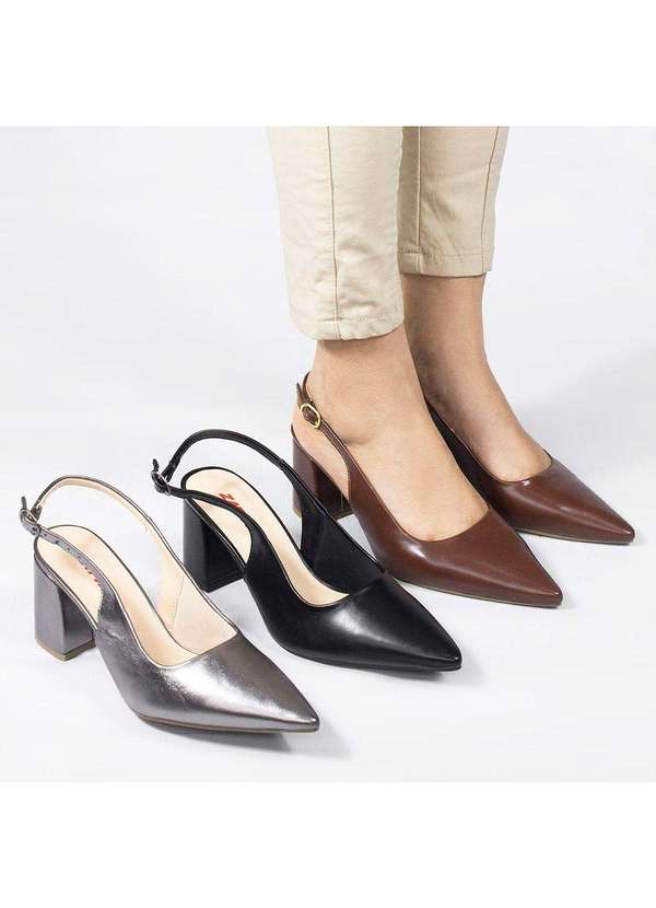 Zatta Calcados - Scarpin Zatta Slingback Salto Bloco Aline Preto 6