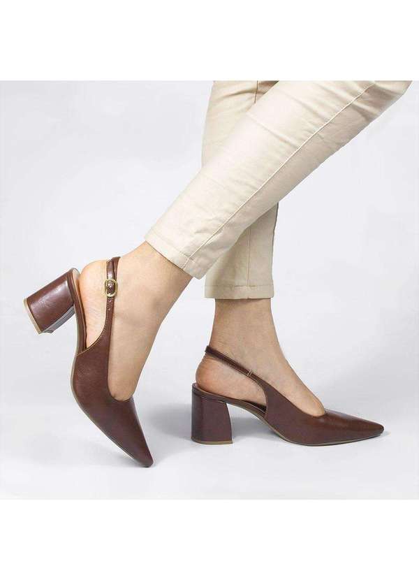 Zatta Calcados - Scarpin Zatta Slingback Salto Bloco Aline Marrom 2