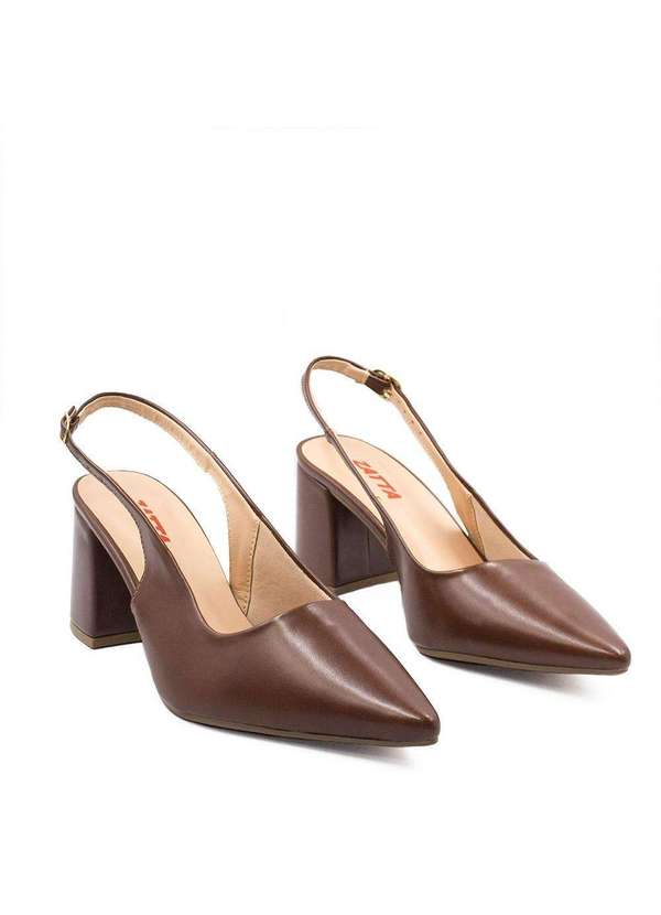 Zatta Calcados - Scarpin Zatta Slingback Salto Bloco Aline Marrom 3