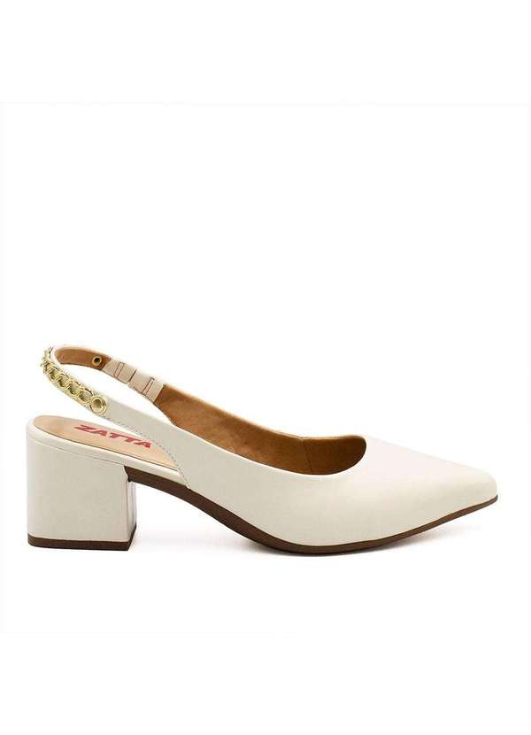 Zatta Calcados - Scarpin Zatta Slingback  Salto Bloco Doris Branco