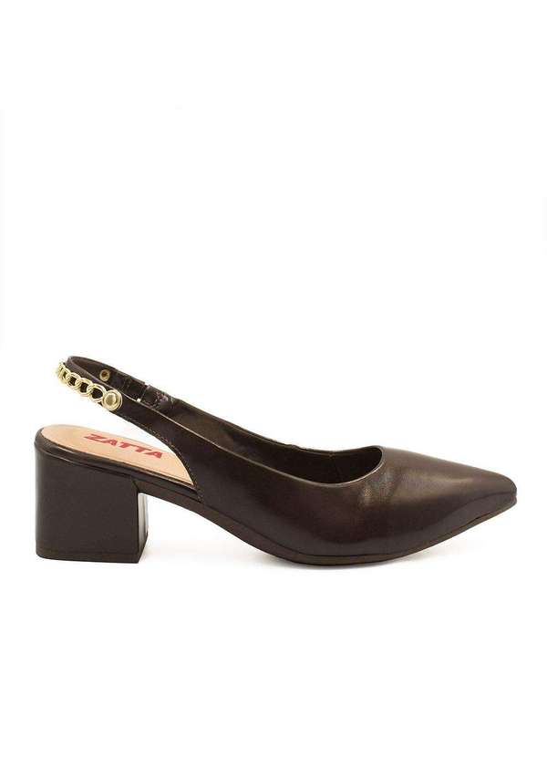 Zatta Calcados - Scarpin Zatta Slingback Salto Bloco Doris Marrom 1