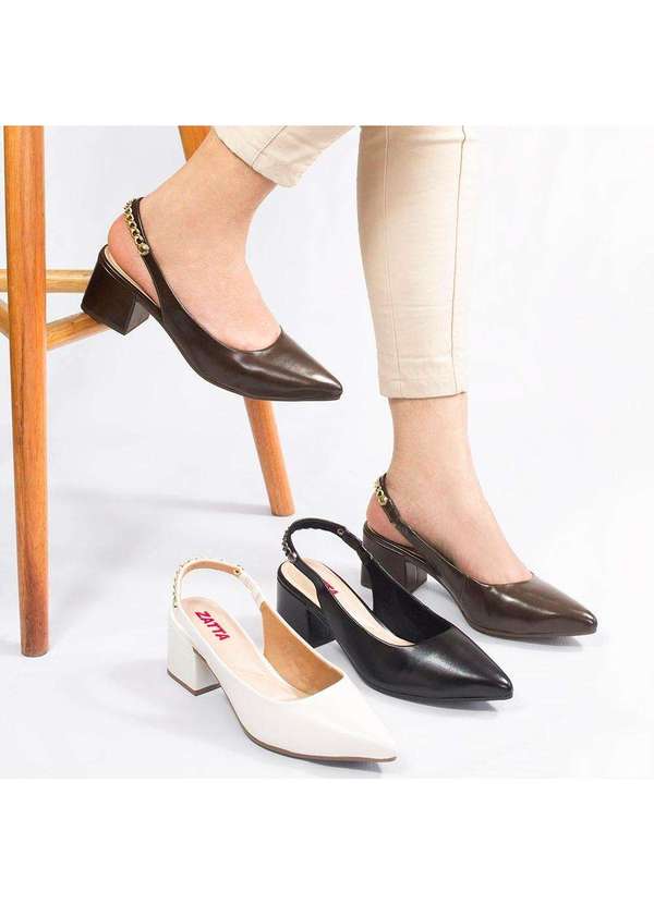 Zatta Calcados - Scarpin Zatta Slingback Salto Bloco Doris Marrom 10