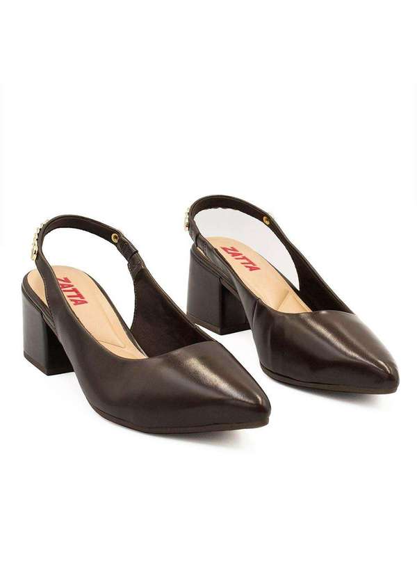 Zatta Calcados - Scarpin Zatta Slingback Salto Bloco Doris Marrom 9
