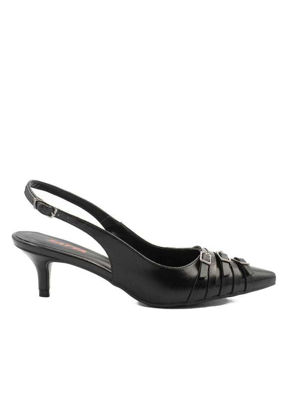 Zatta Calcados - Slingback Bico Fino  Tres Fivelas Frontais Gloria Preto 2